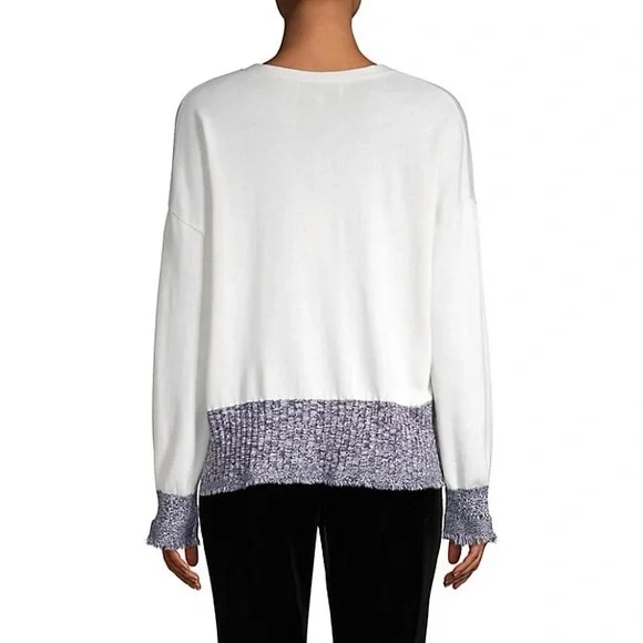 10 Crosby Derek Lam V-Neck Asymmetrical Silk, Wool & Cashmere Sweater - Picture 5 of 6